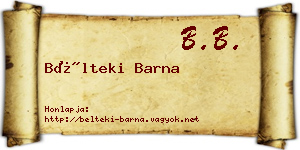 Bélteki Barna névjegykártya