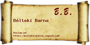 Bélteki Barna névjegykártya