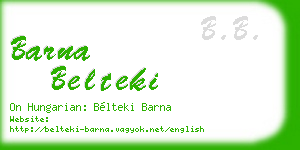 barna belteki business card