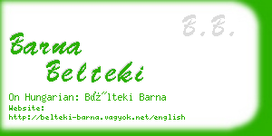 barna belteki business card